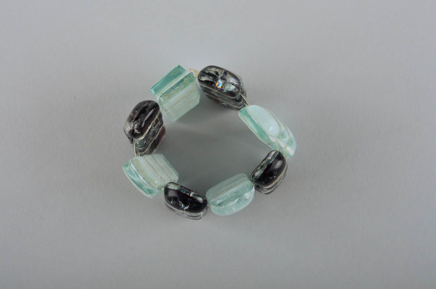 Handmade designer wrist bracelet wide female bracelet glass accessory photo 4