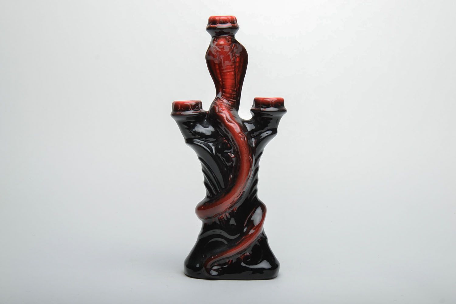 Clay candlestick painted with glaze photo 2