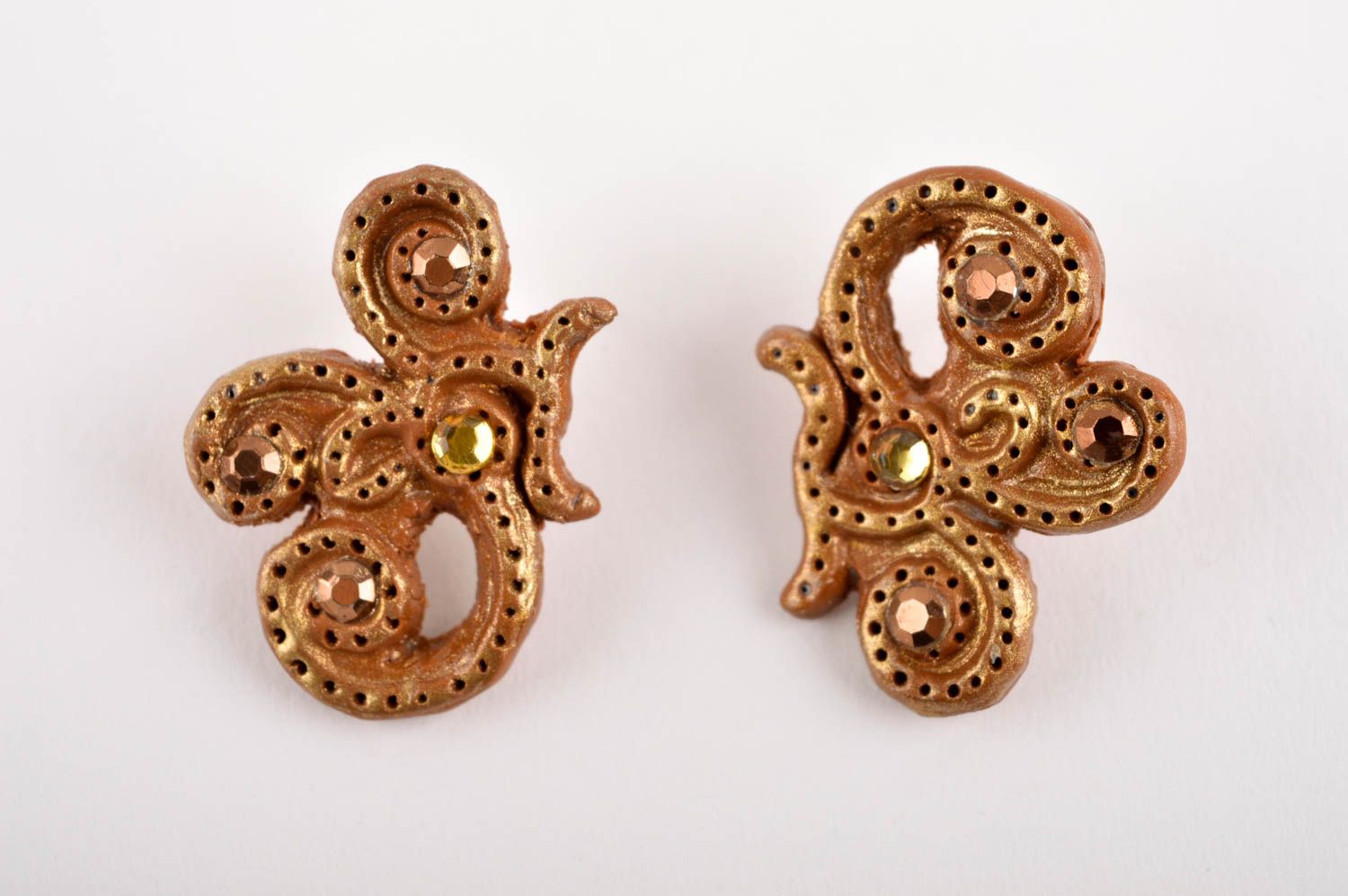 Unusual handmade plastic earrings stud earrings artisan jewelry designs photo 3