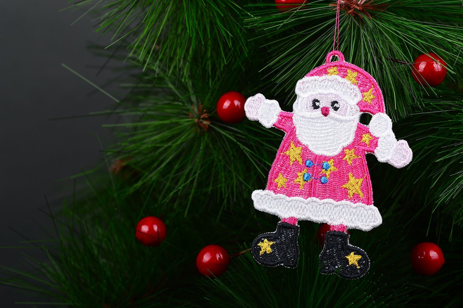 Новогодняя игрушка хэнд мейд декоративная подвеска Санта Клаус елочная игрушка фото 1