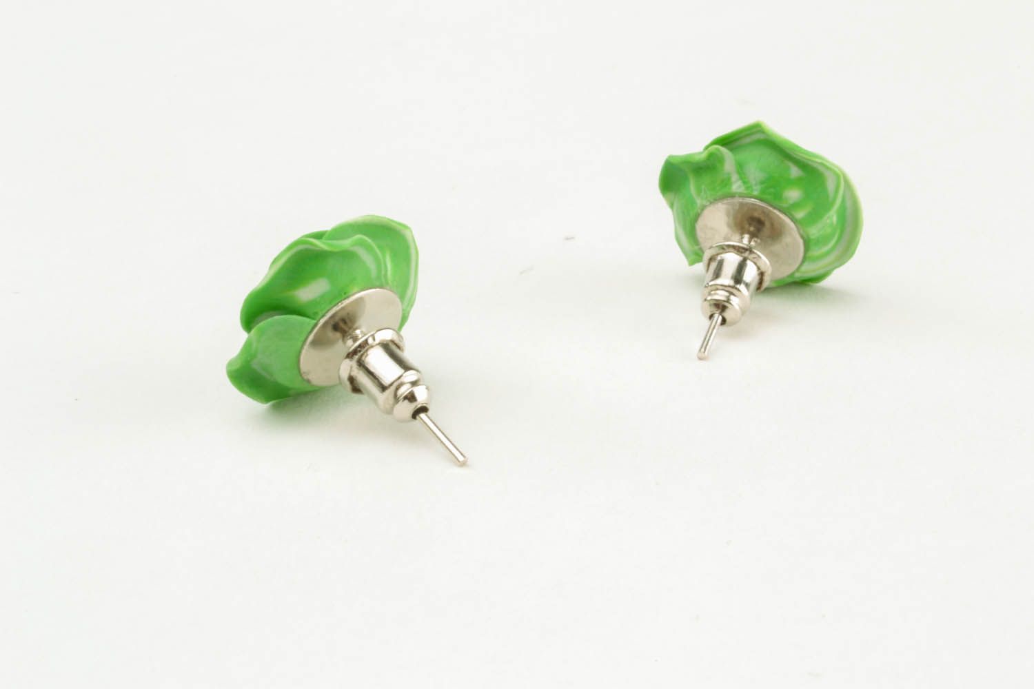 Stud earrings Green Rose photo 4