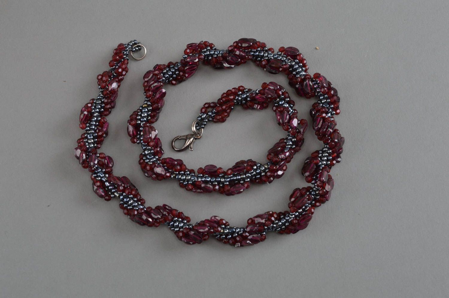 Handmade necklace with garnet beads jewelry with natural stones for women photo 3