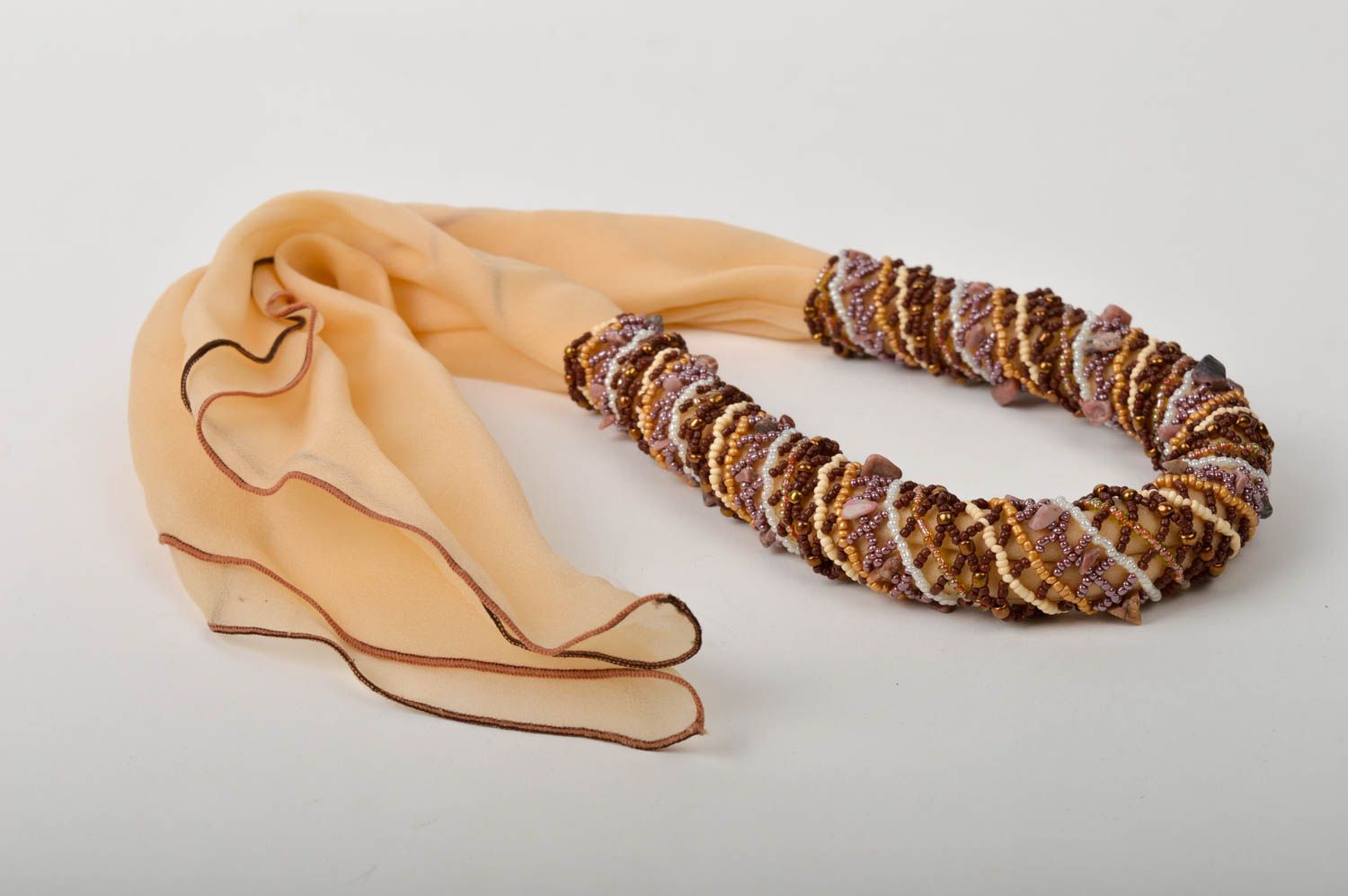 Collier original Bijou fait main textile perles de rocaille Cadeau femme photo 5