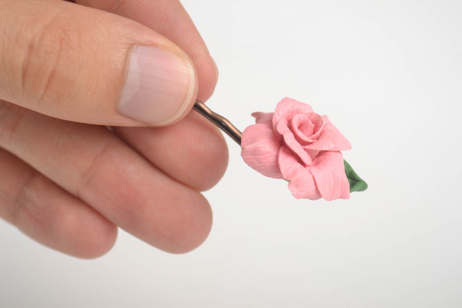 Blume Haarspange handgemachter Schmuck Accessoire für Frauen rosa Rose foto 5