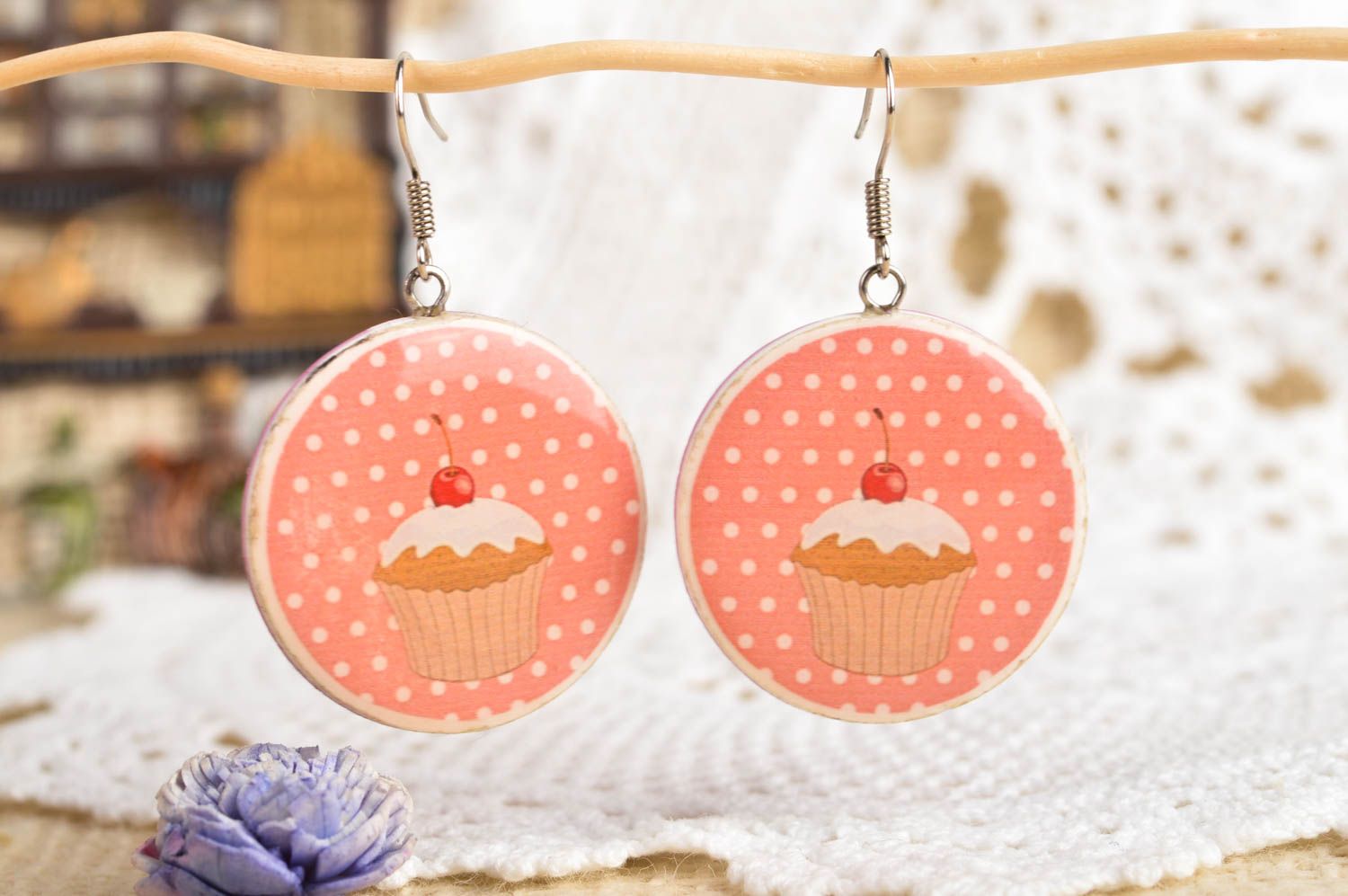 Runde grelle Kuchen Ohrringe handmade Designer Schmuck Accessoire für Frauen foto 1