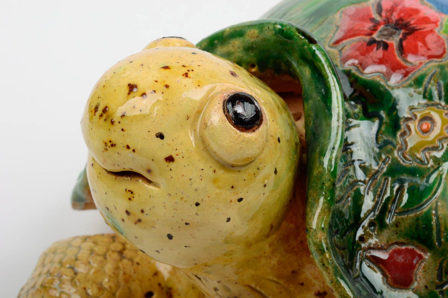 Керамическая статуэтка с росписью черепаха ручной работы авторская красивая фото 3