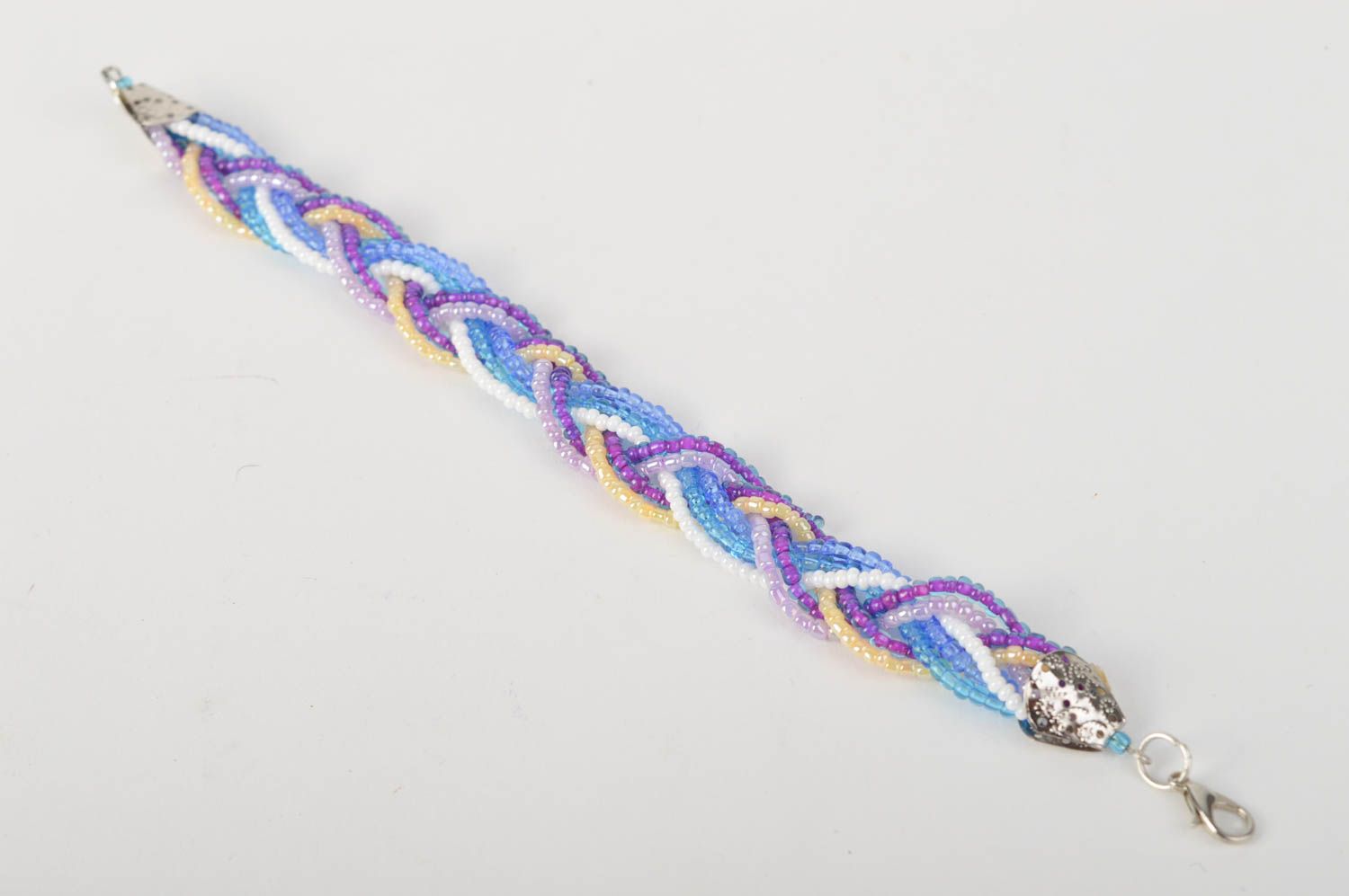 Bracelet perles rocaille Bijou fait main tressé multicolore Accessoire femme photo 4