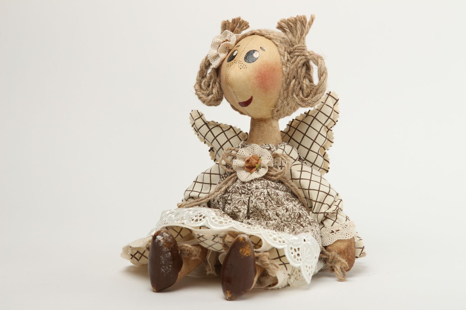 Muñeca artesanal de algodón y pana decoración de interior juguete decorativo foto 2