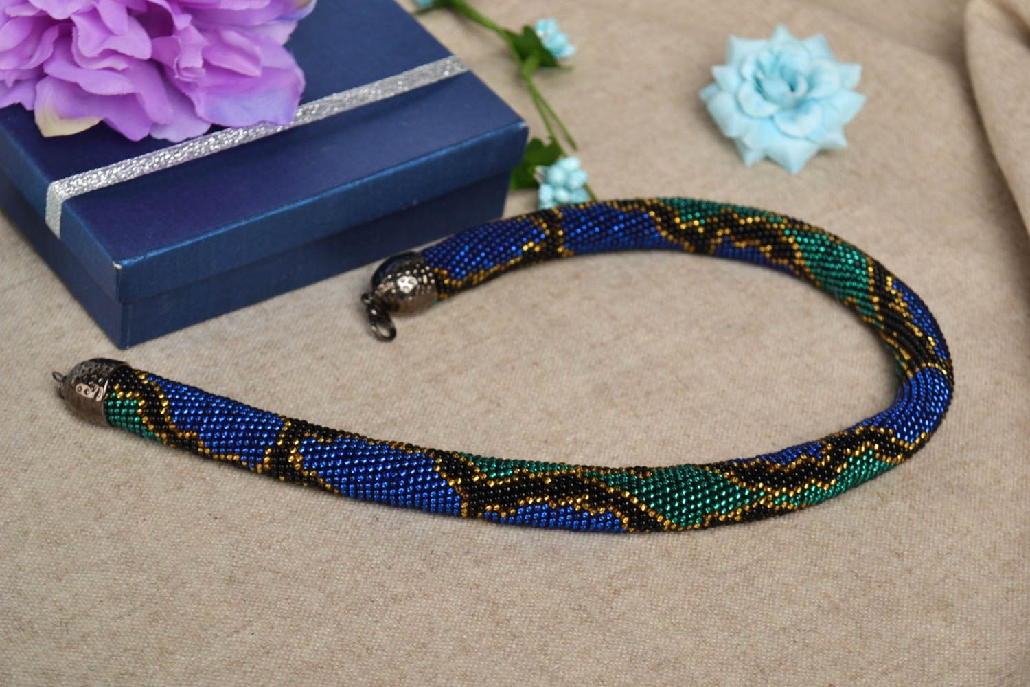 Handmade beaded necklace seed beads jewelry handmade accessories for girls photo 1
