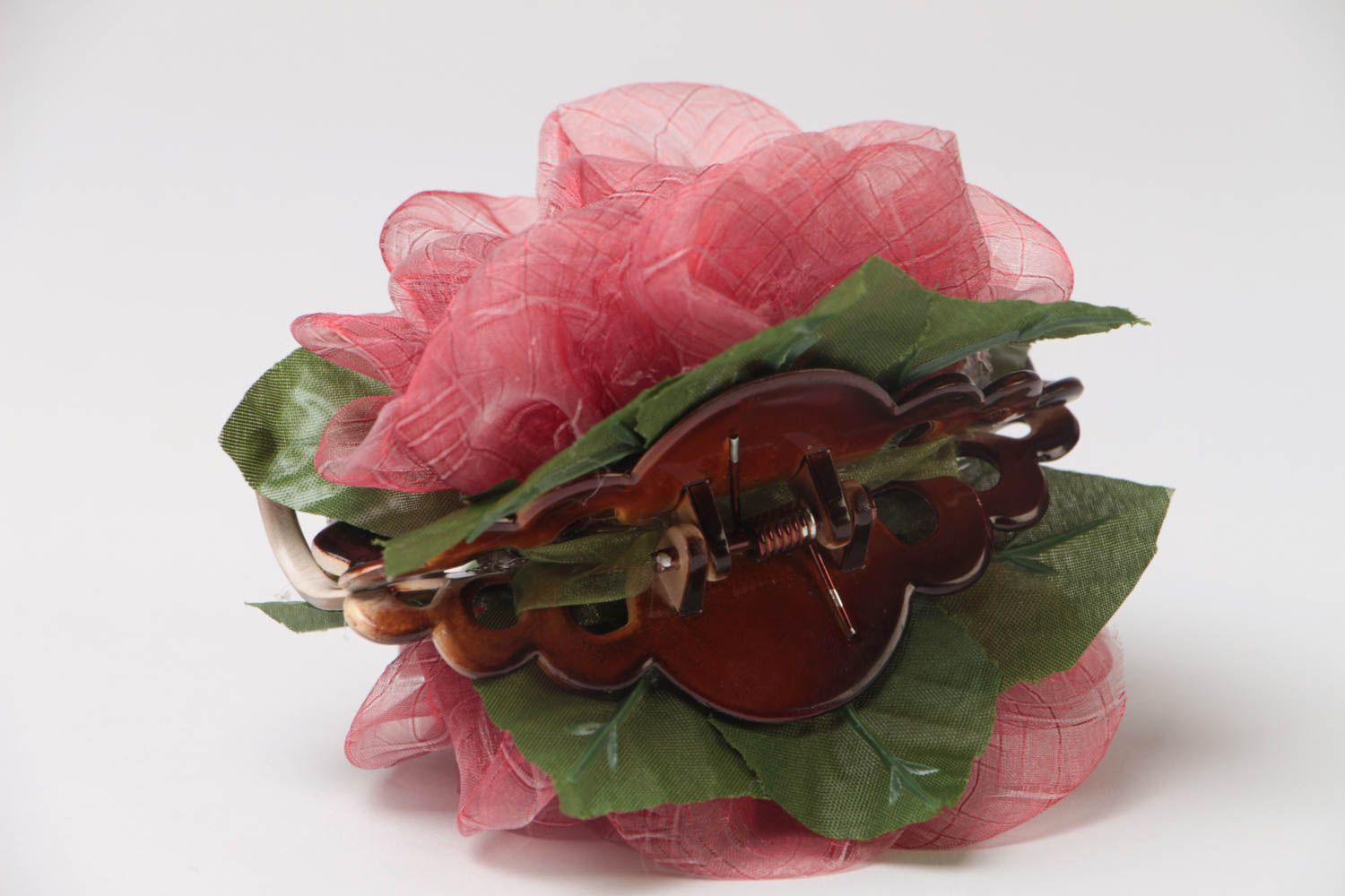 Unusual beautiful textile flower hair clip hand made designer photo 4