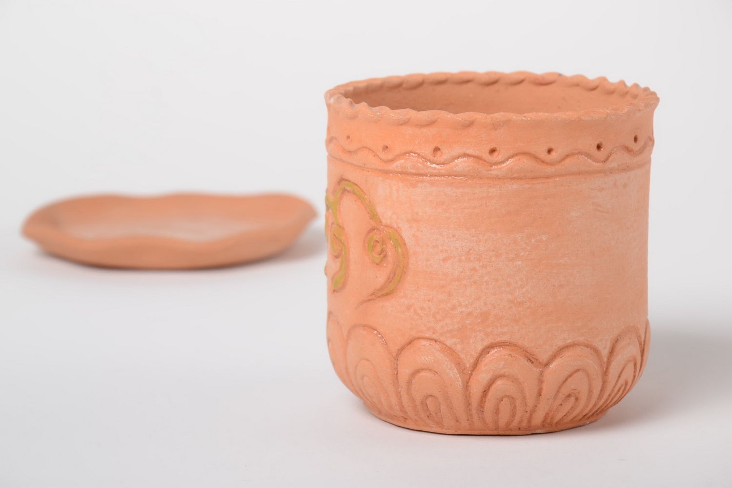 Pot de fleur en céramique fait main peint avec soucoupe Grappe de raisin photo 4