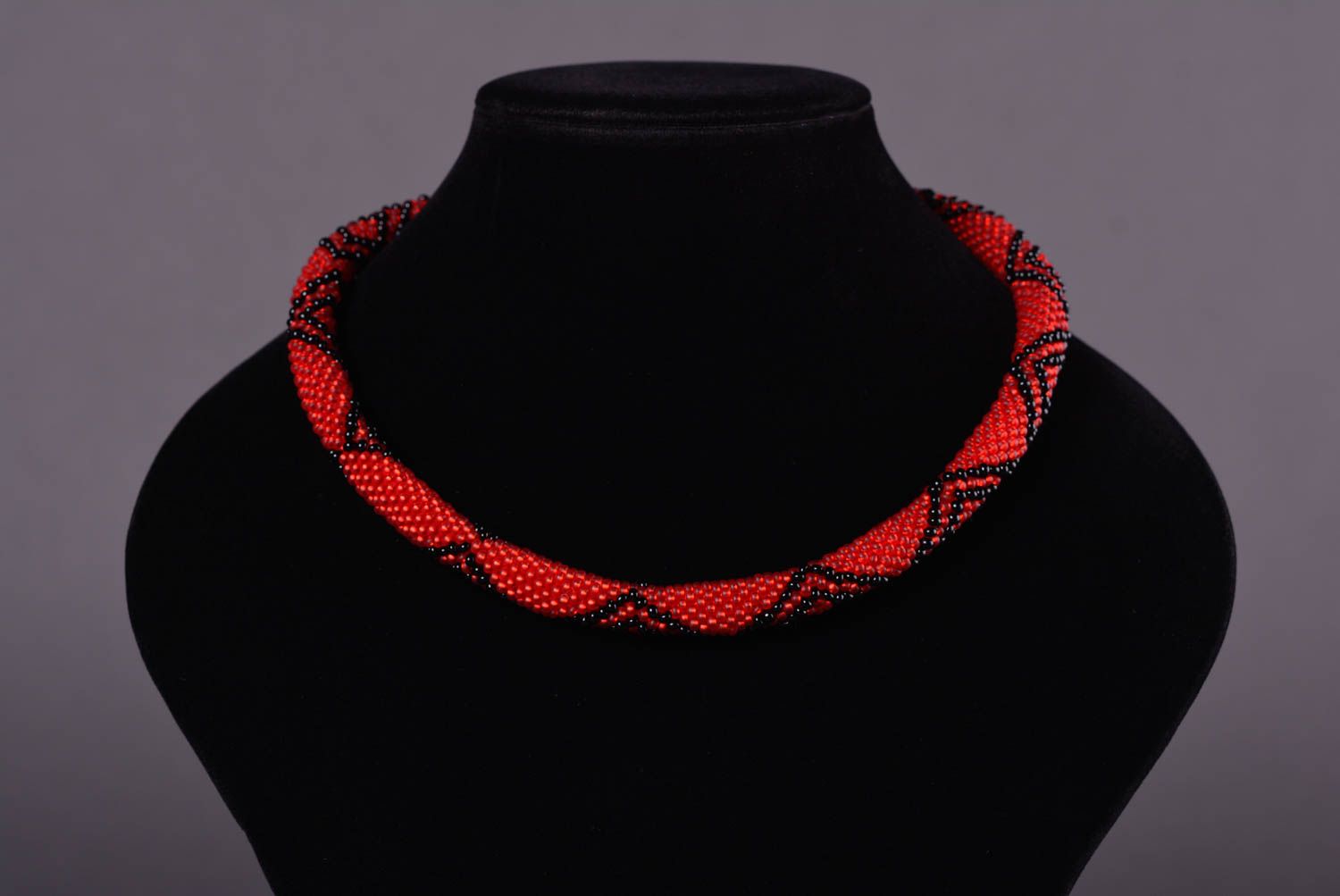 Handmade cord necklace bead cord necklace beautiful thin red beaded necklace photo 3