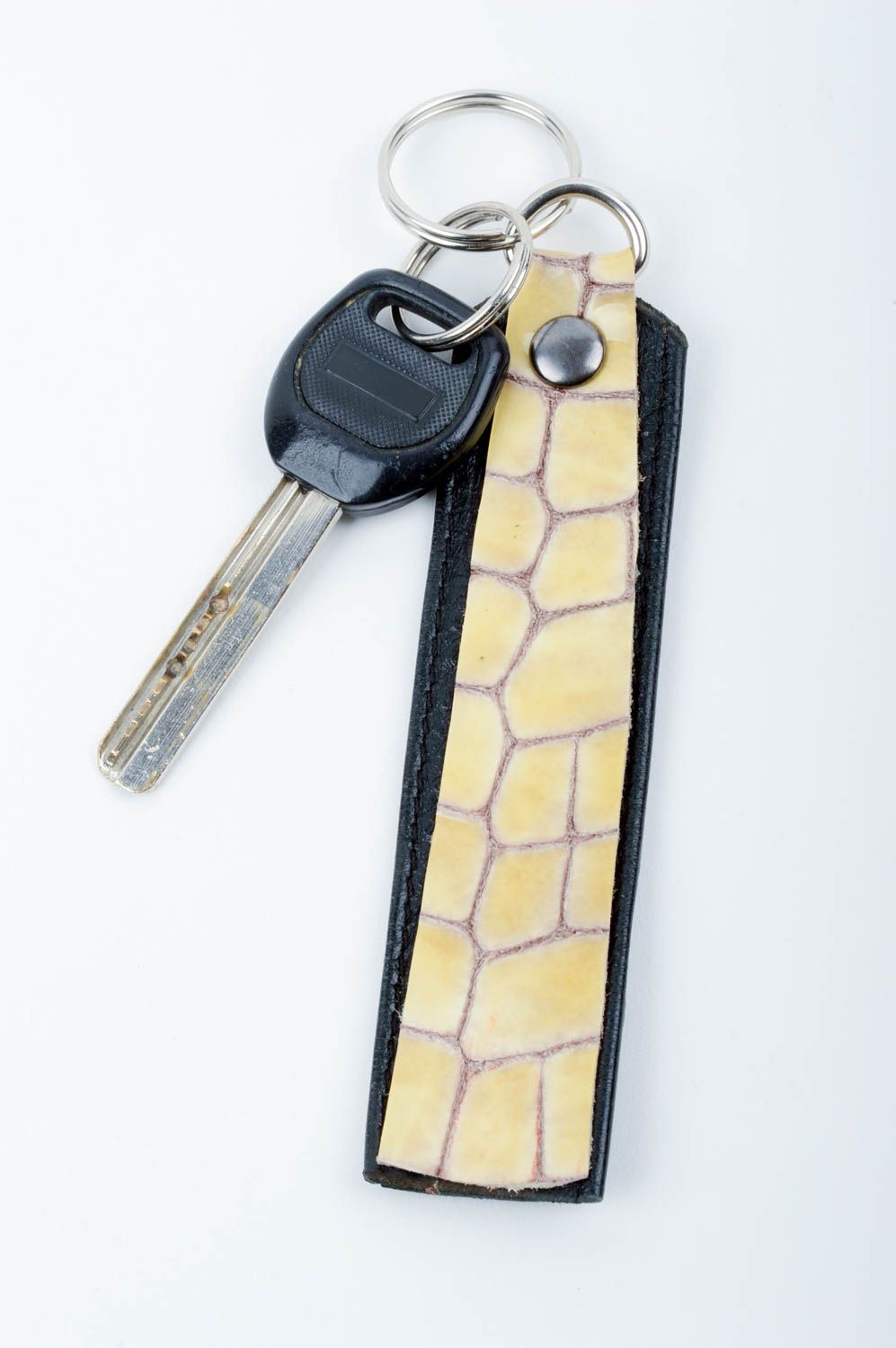 Handmade cute leather keychain unusual stylish keychain beautiful accessory photo 1