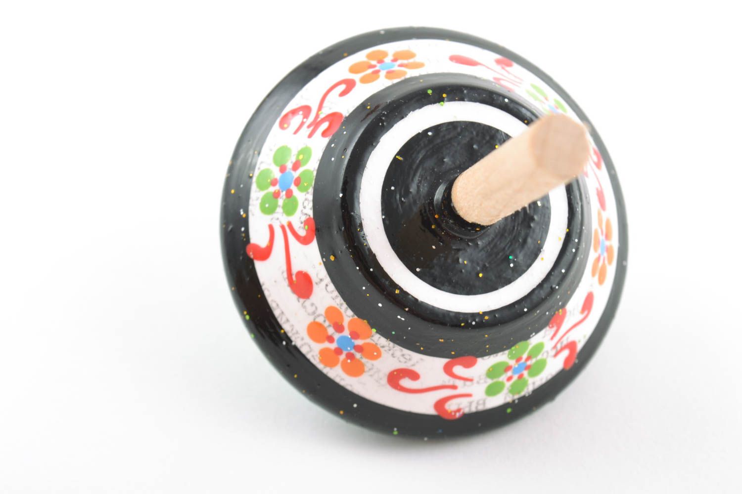 Children's handmade small painted wooden toy spinning top  photo 3