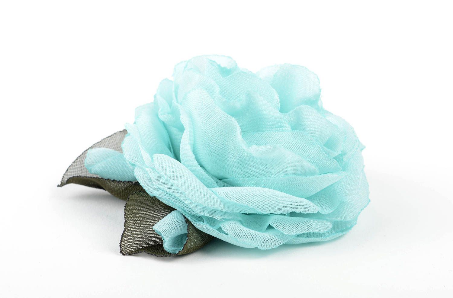 Украшение ручной работы аксессуар для волос заколка с цветком розы голубая фото 4