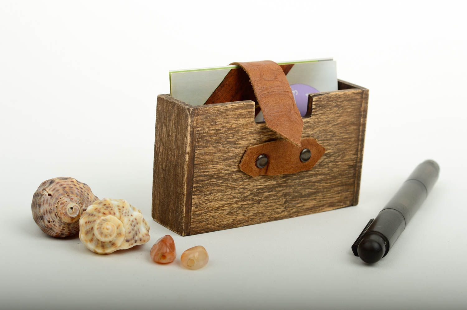 Caja de madera artesanal para tarjetas elemento decorativo regalo original foto 1