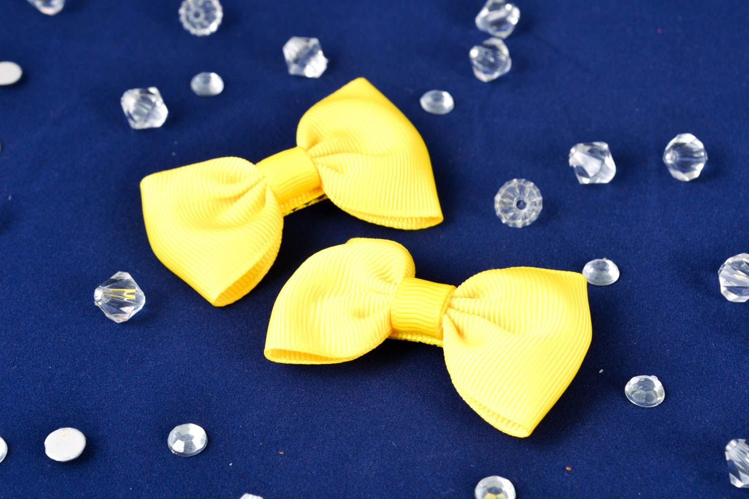 Unusual handmade hair bow 2 pieces bow hair clips textile barrette gifts for her photo 1