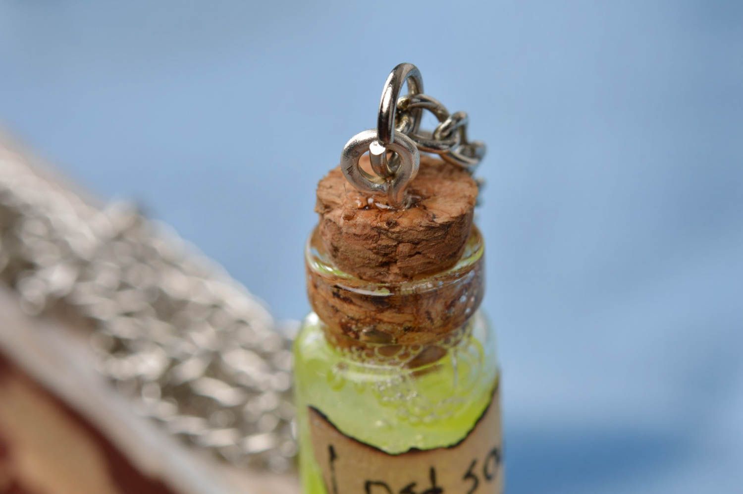 Lemon unusual cute handmade pendant jar on long chain lights in darkness photo 5
