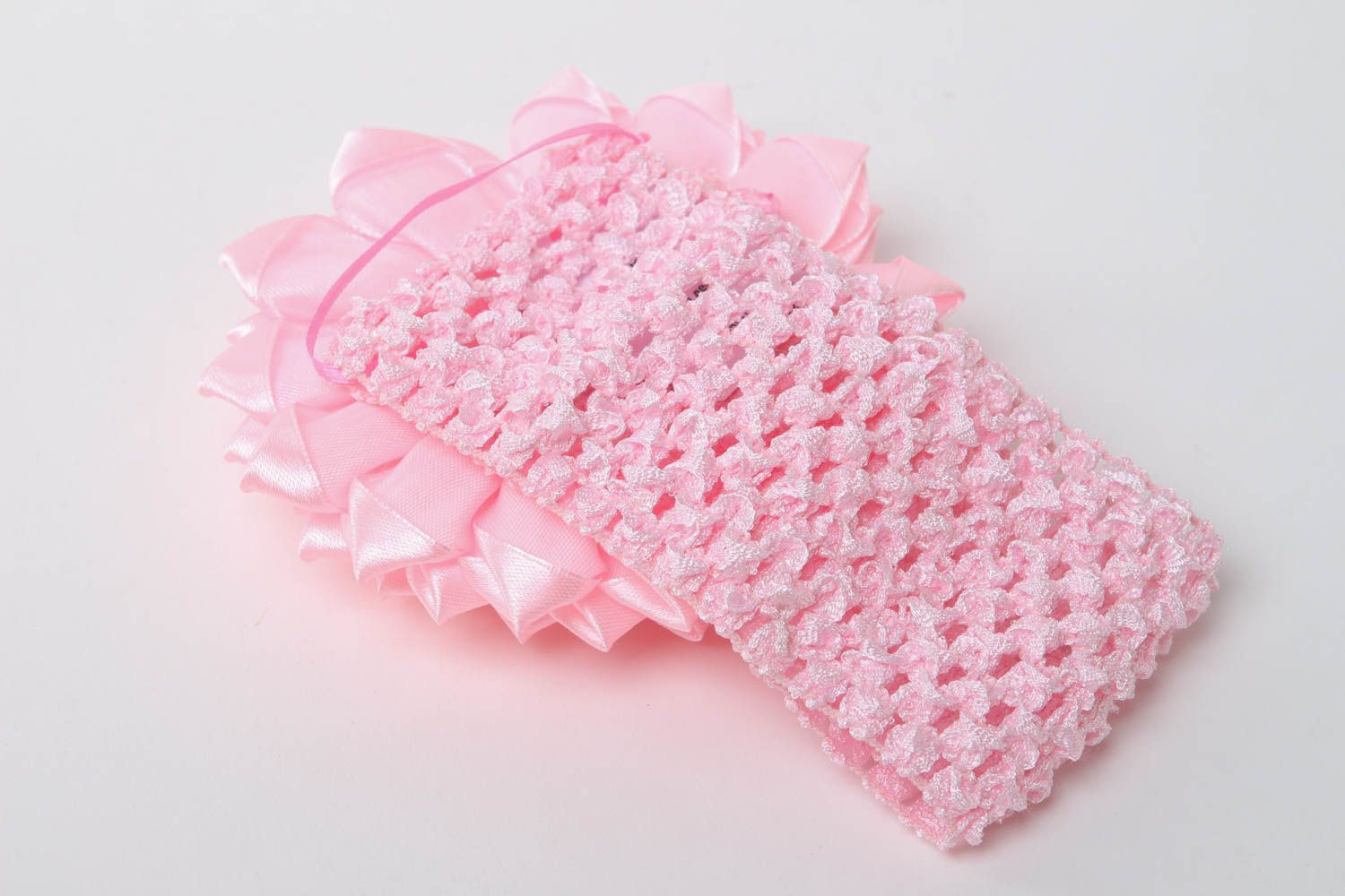 Повязка для девочки ручной работы повязка на голову детская повязка розовая фото 4