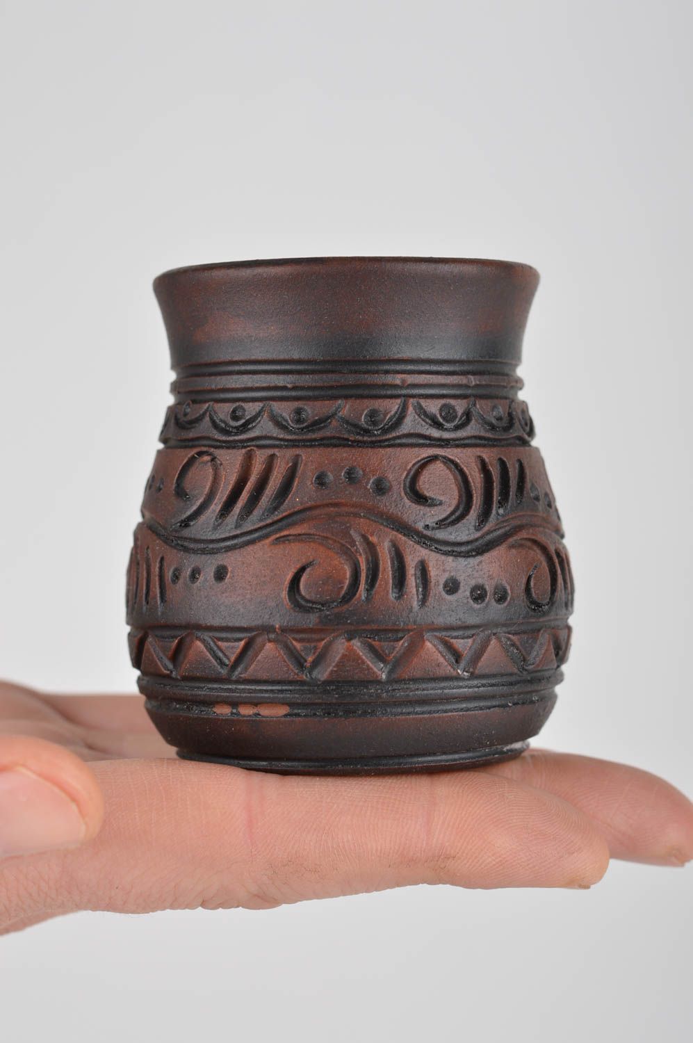 Beautiful small handmade designer ceramic glass 50 ml kilning and waxing photo 3