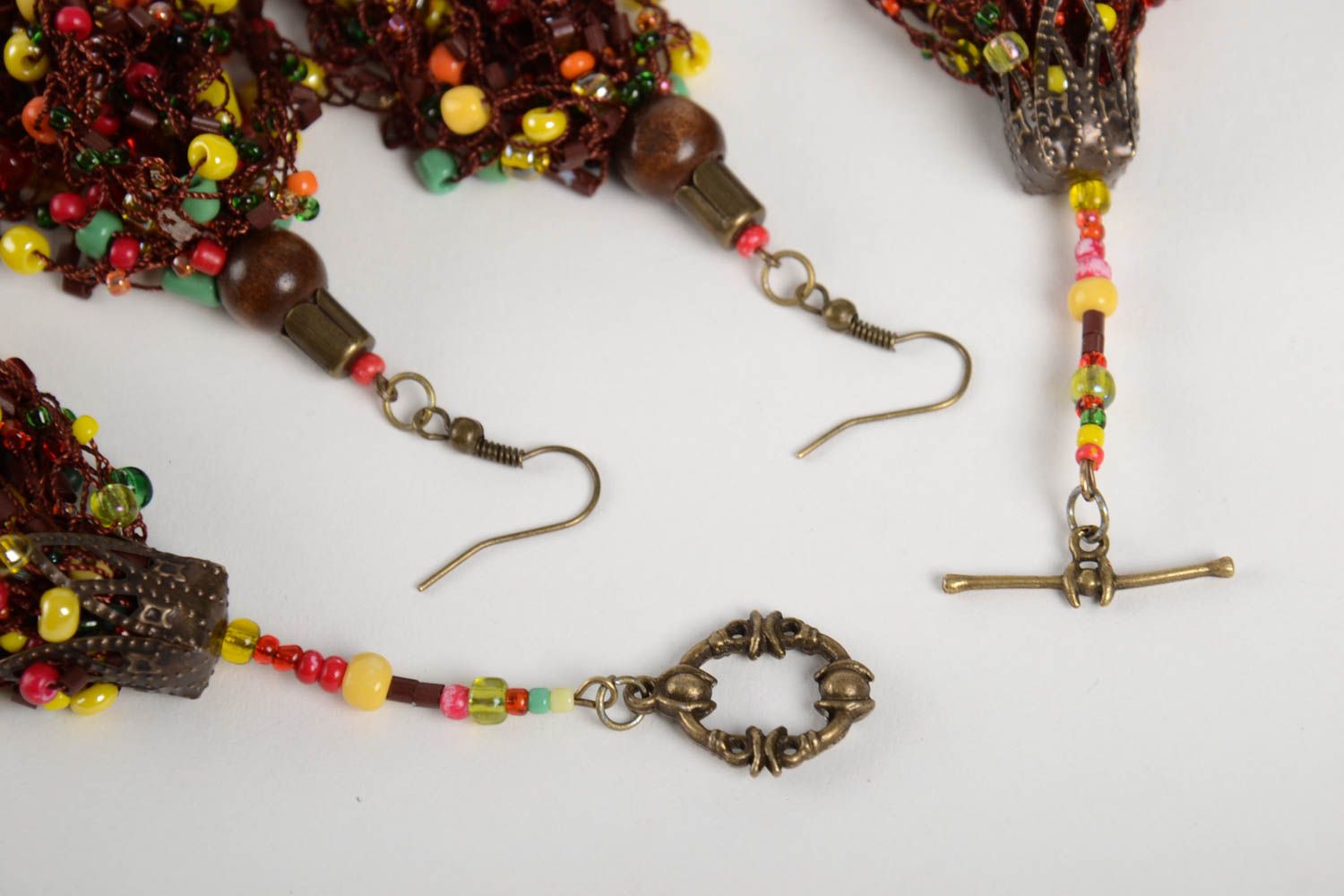 Set de bisutería hecho a mano collar artesanal pendientes de abalorios foto 5