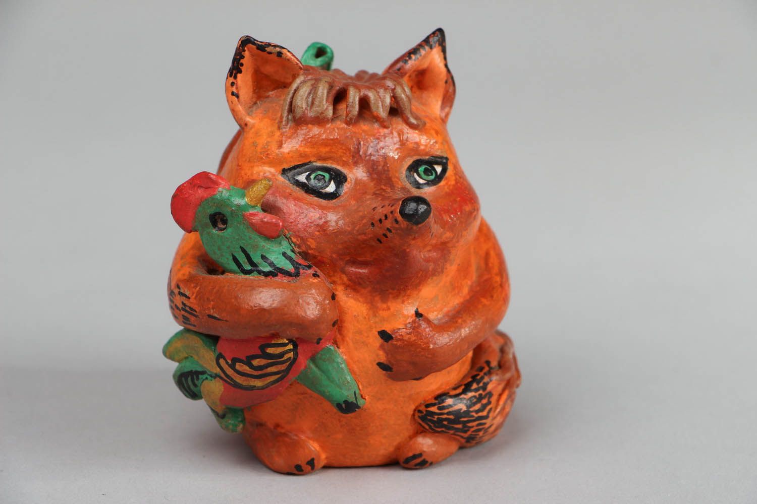 Figurine en céramique en forme de renard peinte faite main photo 1