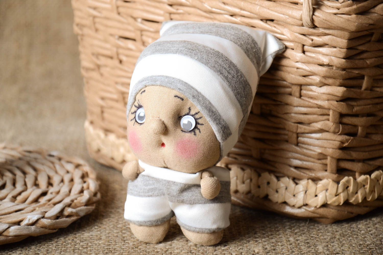 Designer textile toy handmade lovely accessories unusual beautiful doll photo 1