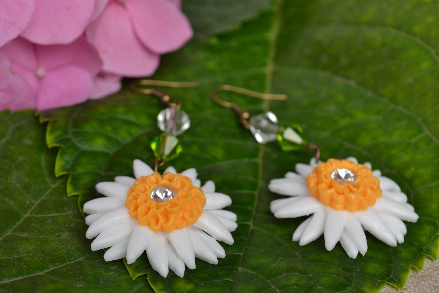 Flower jewelry flower earrings handcrafted jewelry polymer clay gifts for her photo 1