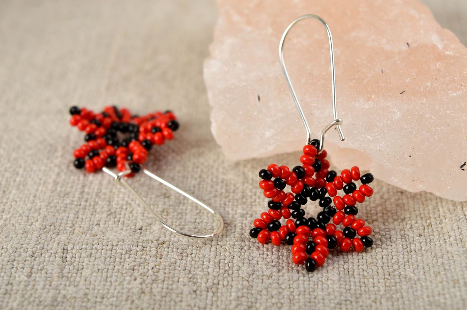 Handmade Ohrringe Juwelier Modeschmuck Geschenk für Frauen Ohrringe Blumen rot foto 1