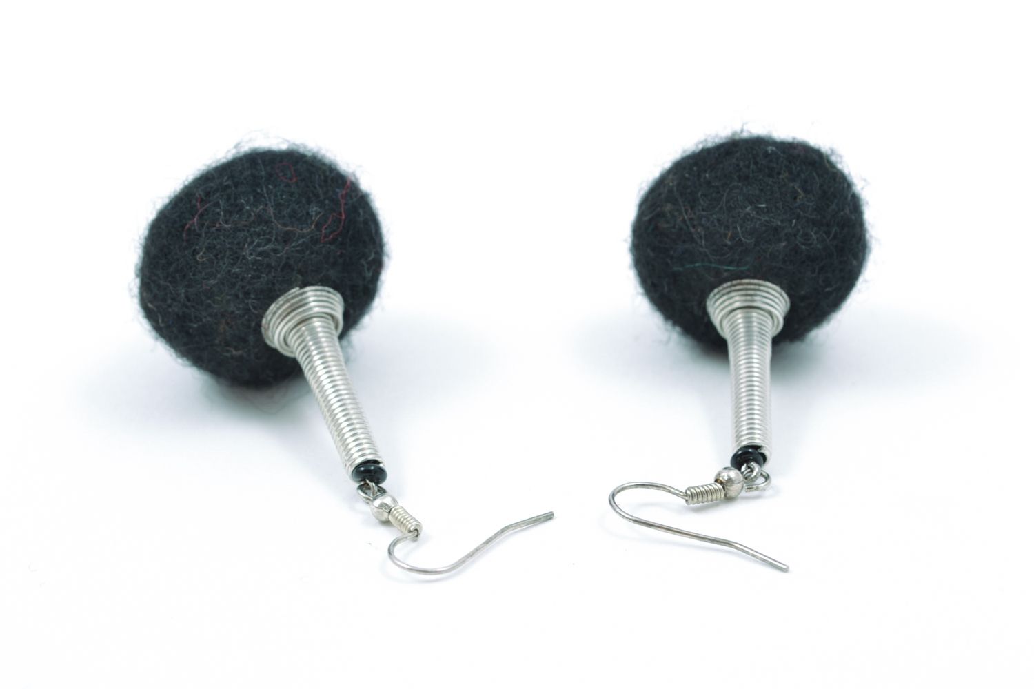 Felted wool ball earrings photo 4