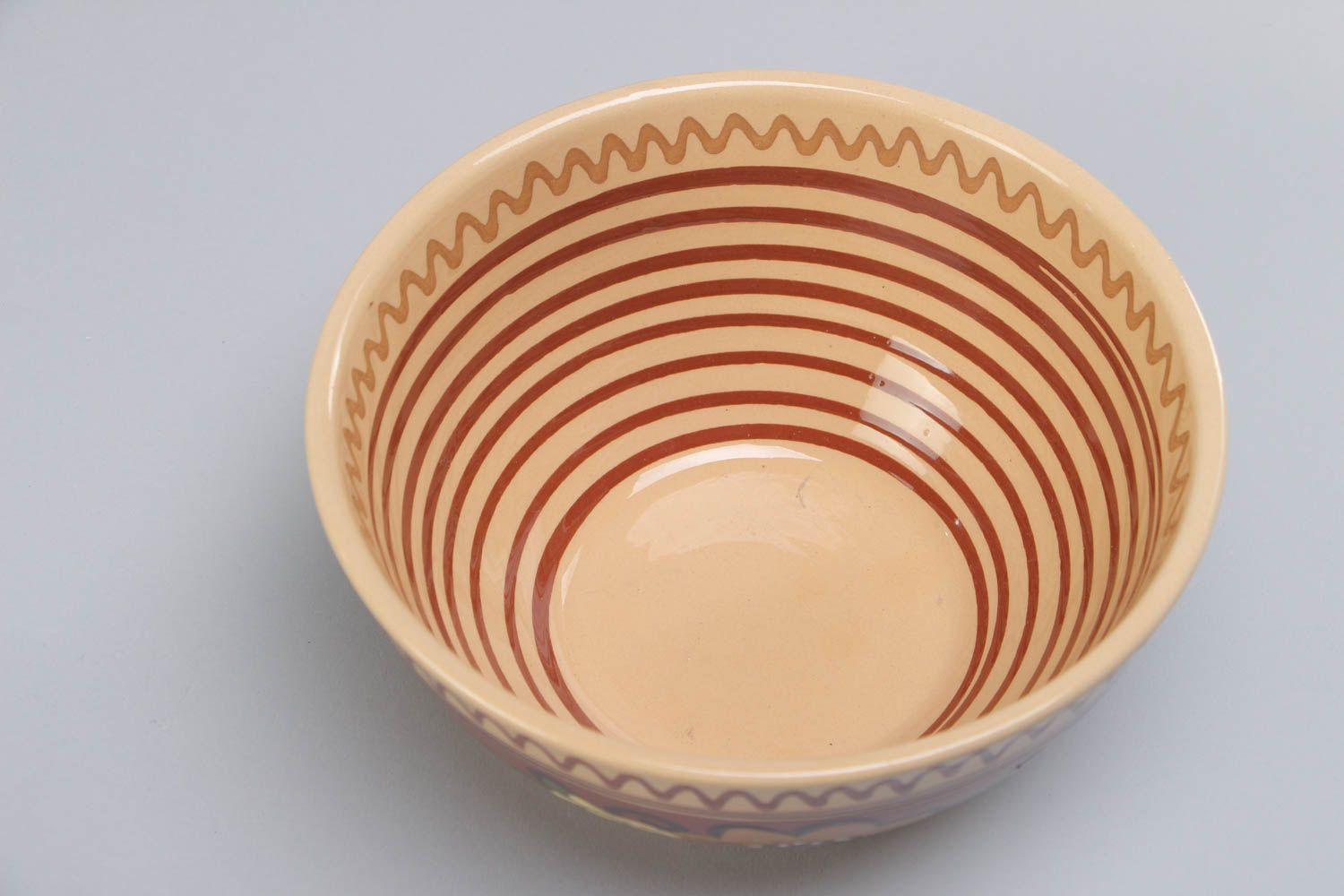 Beautiful bright handmade ceramic bowl painted with glaze 200 ml photo 3