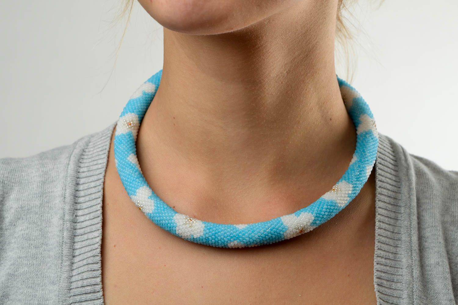 Rocailles Kette handmade Schmuck aus Glasperlen schöne Halskette für Frauen foto 5