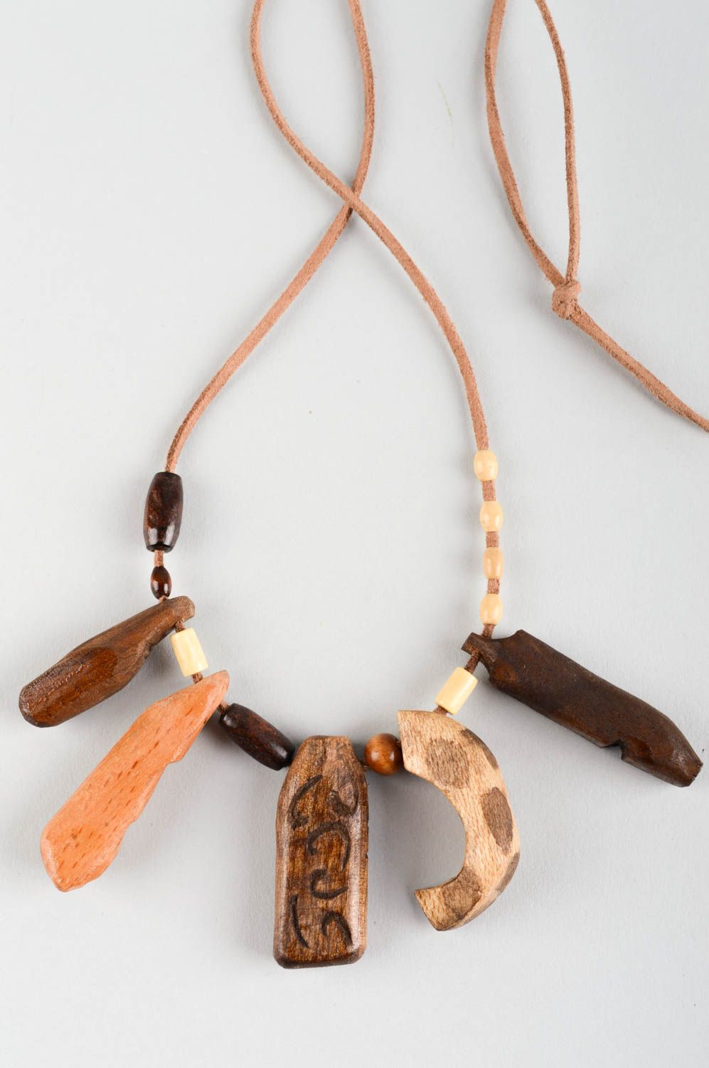 Unusual handmade wooden pendant artisan jewelry wood craft neck accessories photo 2