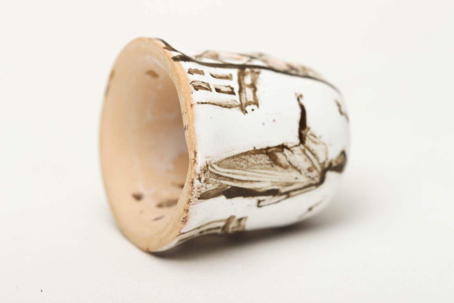 Figur aus Ton handmade Deko Nähen Zubehör ausgefallene Deko Keramik Fingerhut foto 4