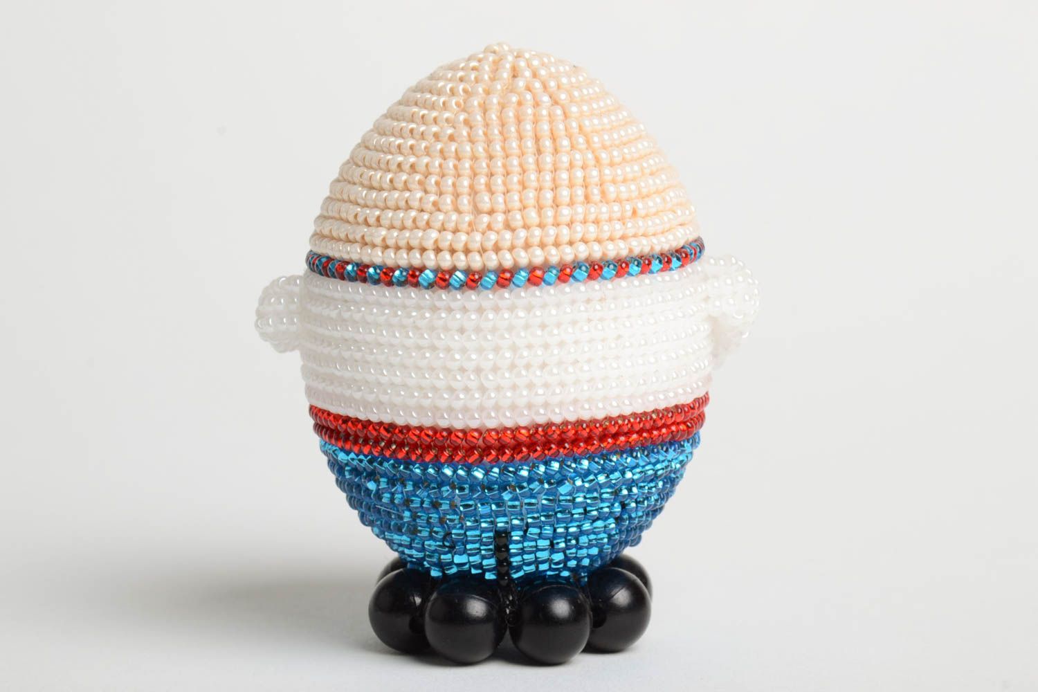 Wooden handmade souvenir stylish beaded egg designer statuette cute egg photo 5