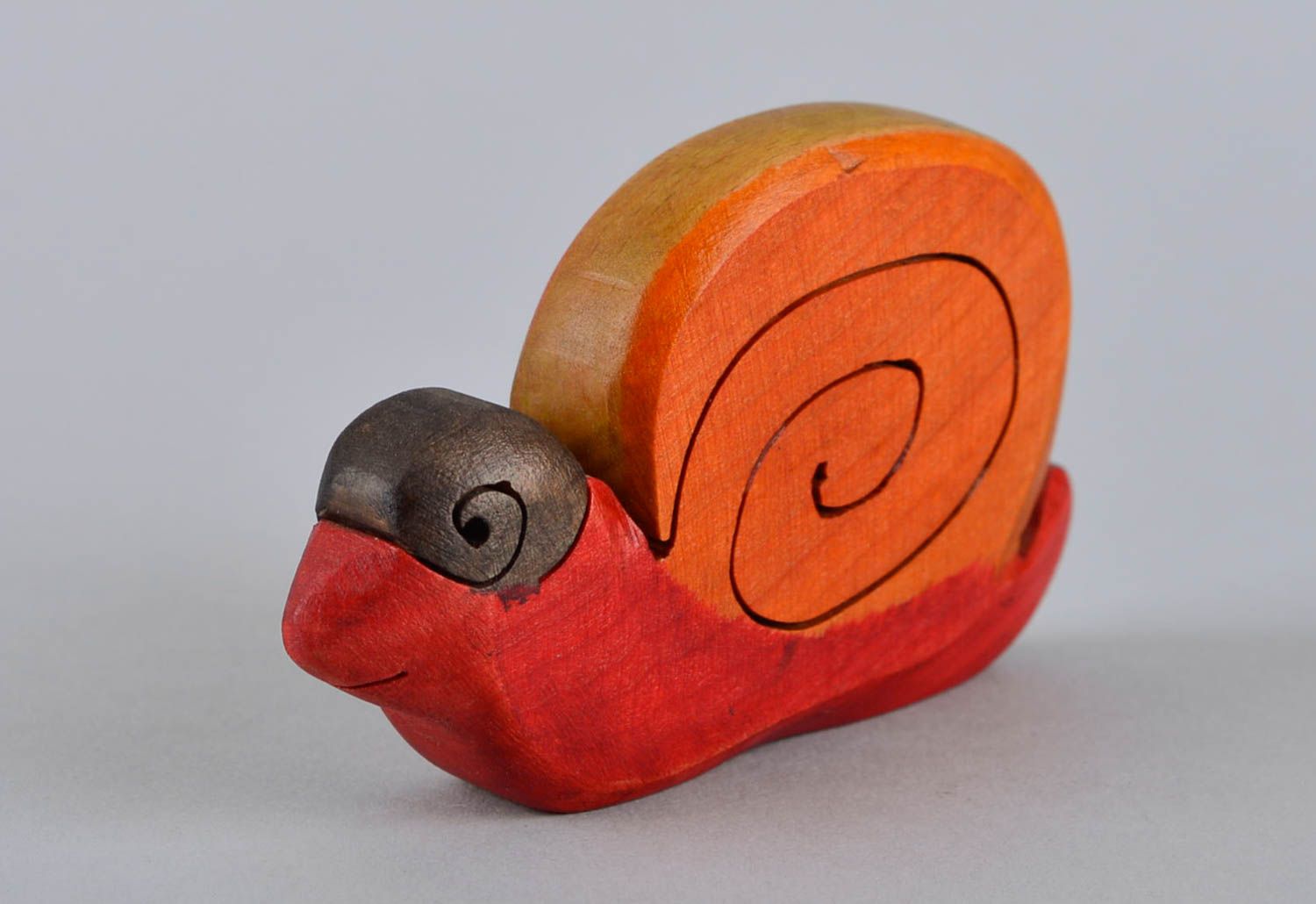 Puzzle 3D en bois fait main Jouet d'éveil écologique escargot Cadeau bébé photo 3