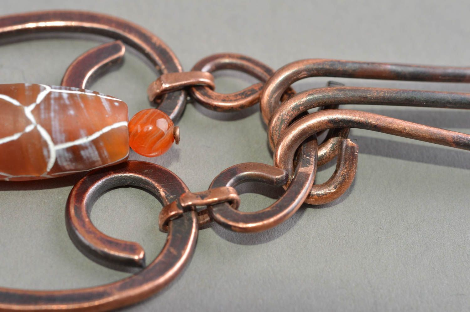 Handmade jewelry copper pendant orange agate jewelry unique gift for women photo 5