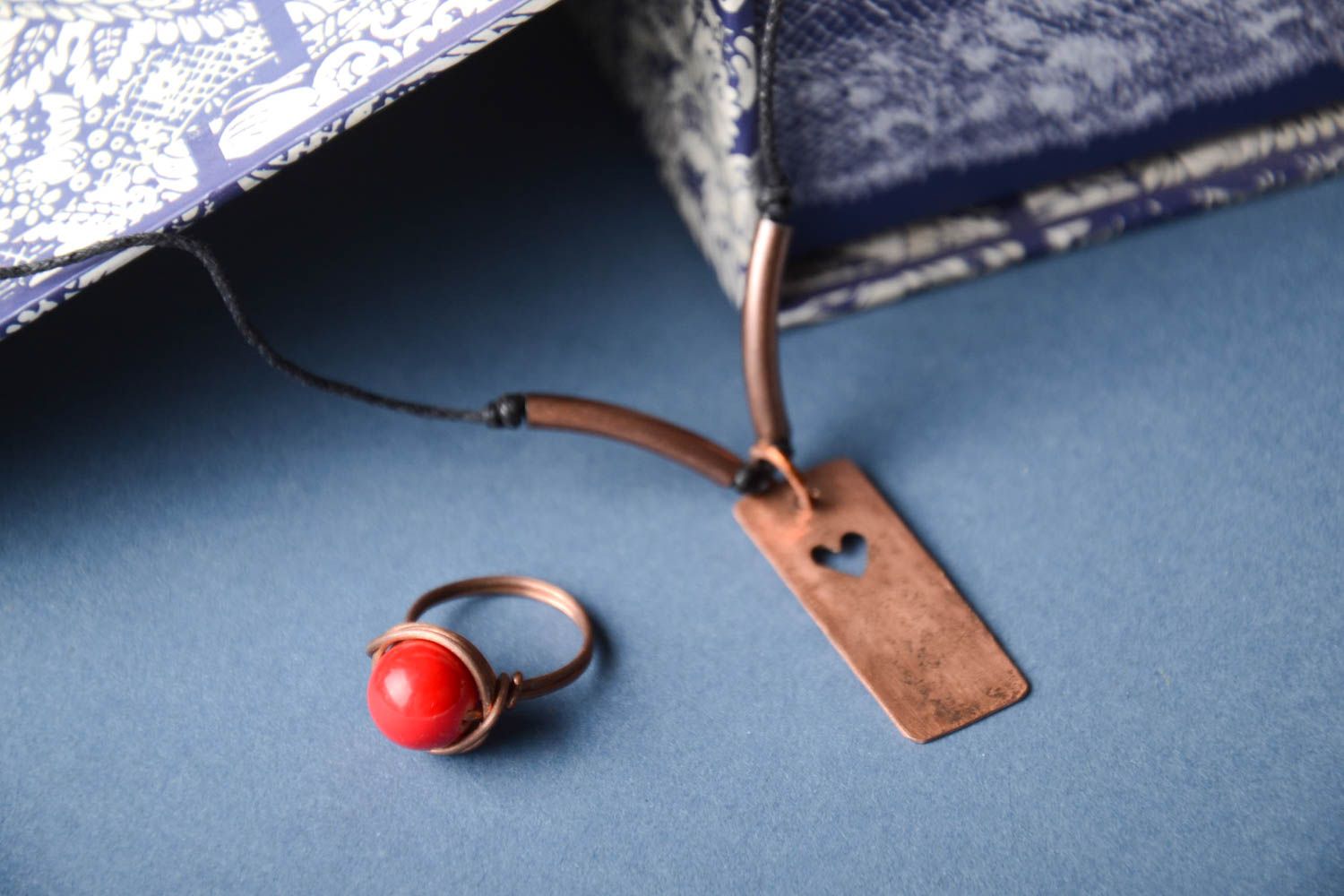 Handmade schönes Schmuck Set Ring mit Stein Ketten Anhänger Designer Schmuck foto 1