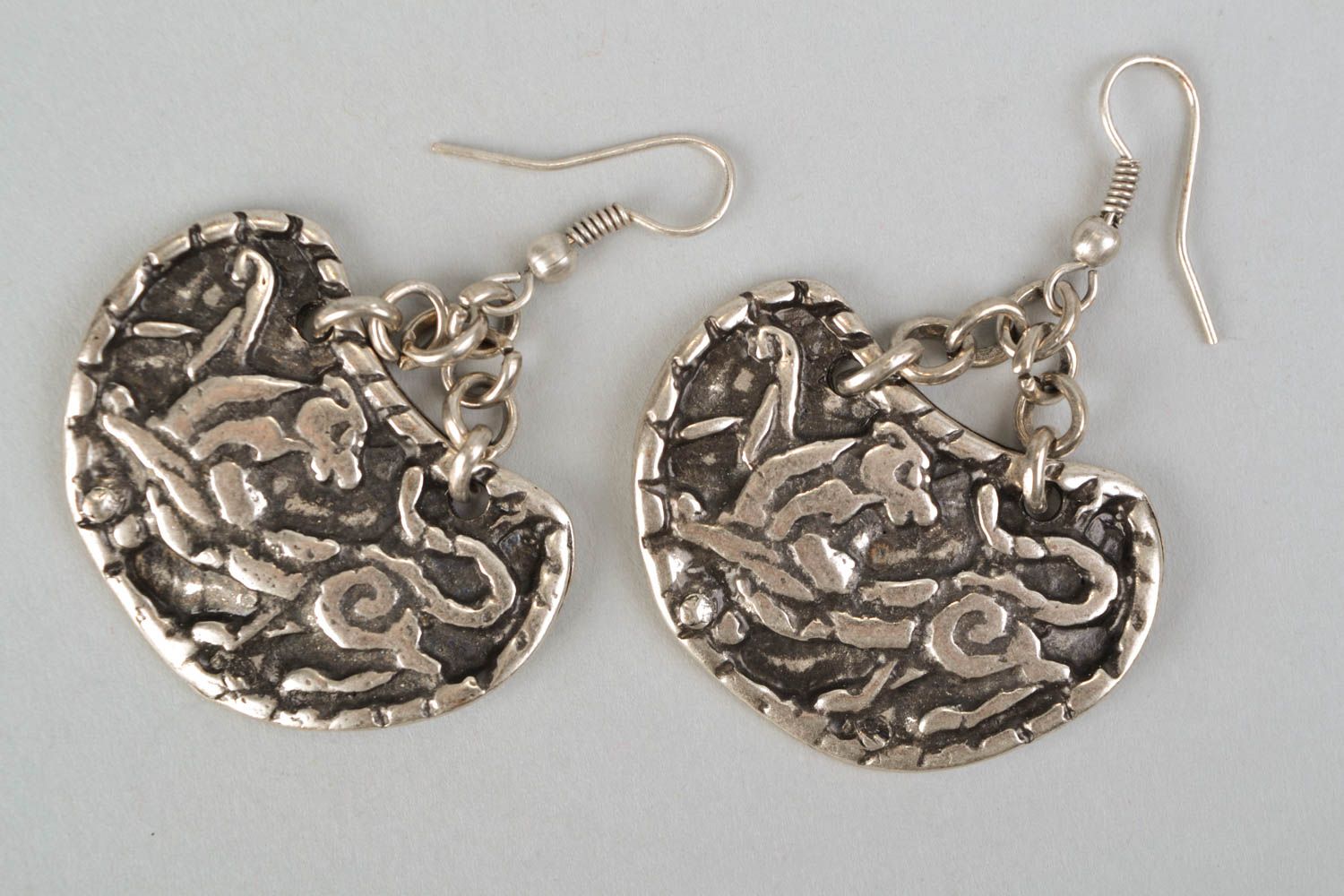 Large hypoallergenic metal earrings Panther photo 3