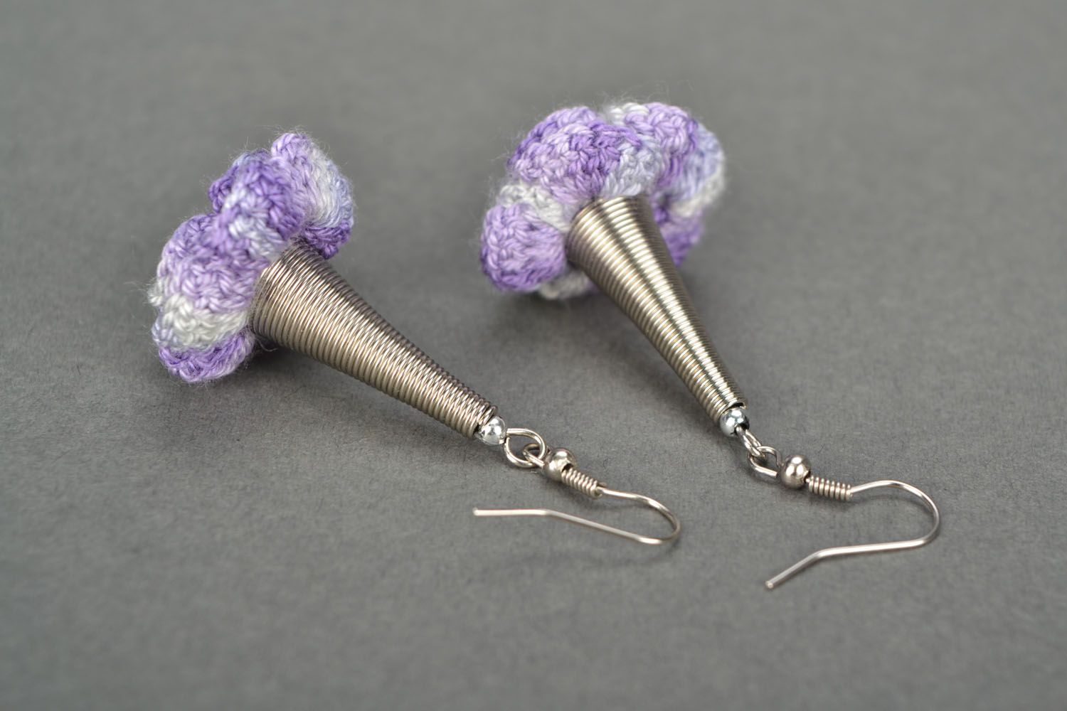 Crochet earrings Violet Flower photo 5
