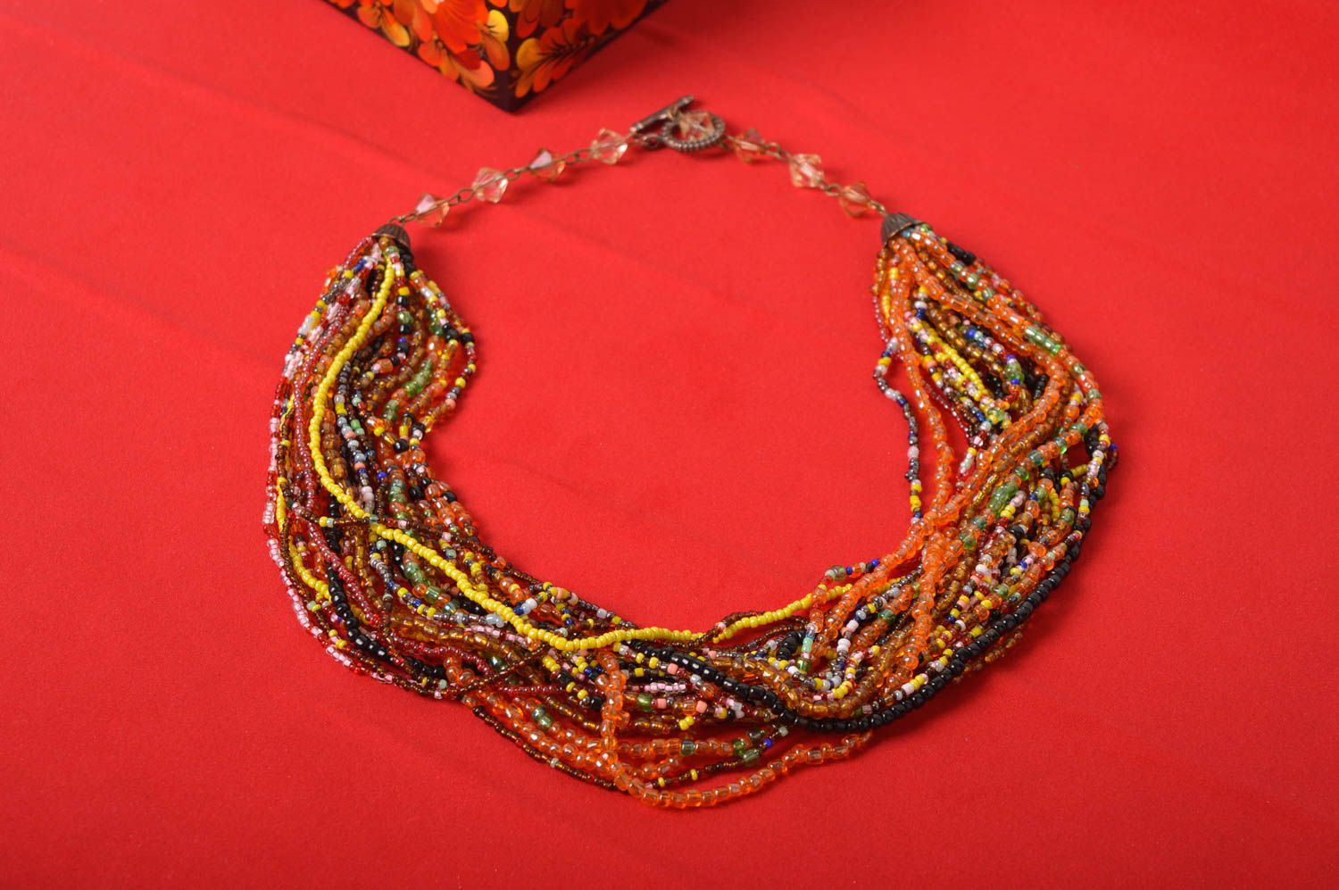 Колье из бисера украшение ручной работы бижутерия из бисера индейское ожерелье фото 1