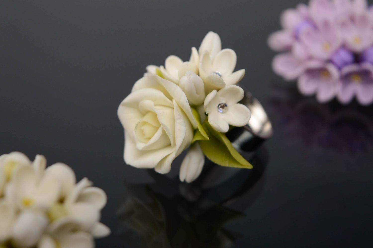 Blumen Ring aus Porzellan foto 1