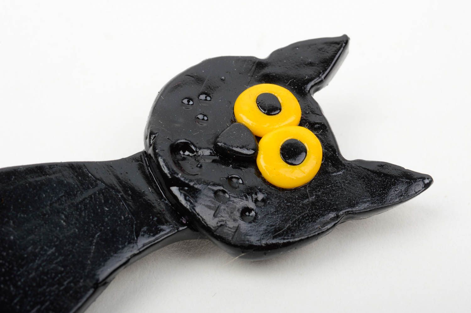 Broche chat noir Bijou fait main design en pâte polymère Cadeau pour femme photo 5