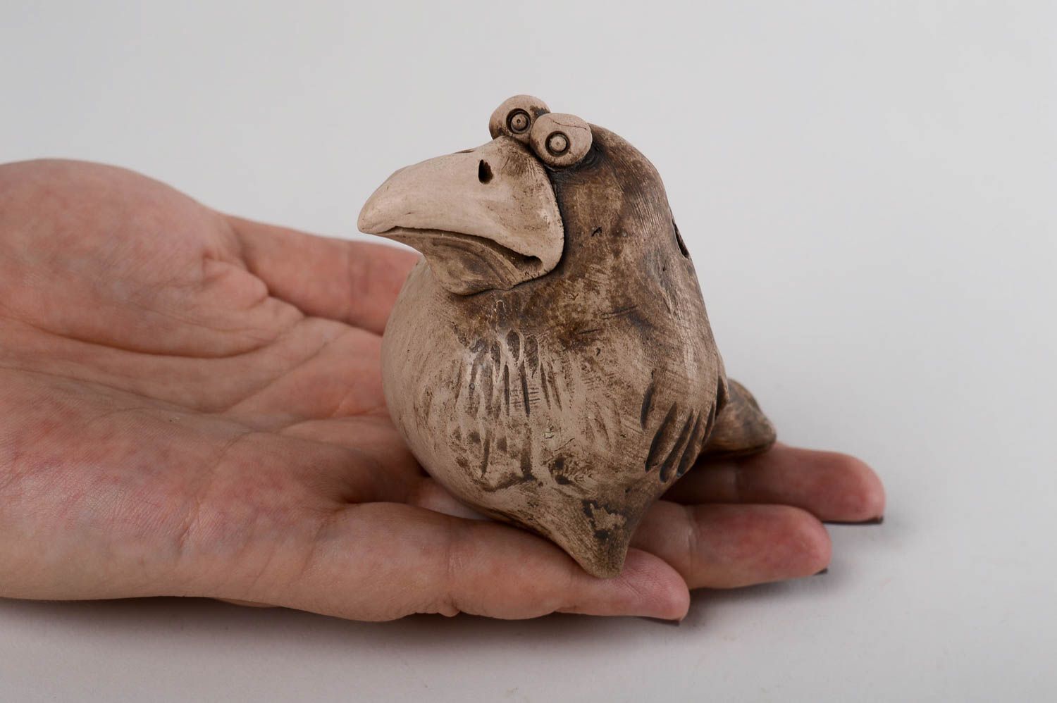 Silbato de barro pájaro hecho a mano figura de cerámica souvenir original  foto 5
