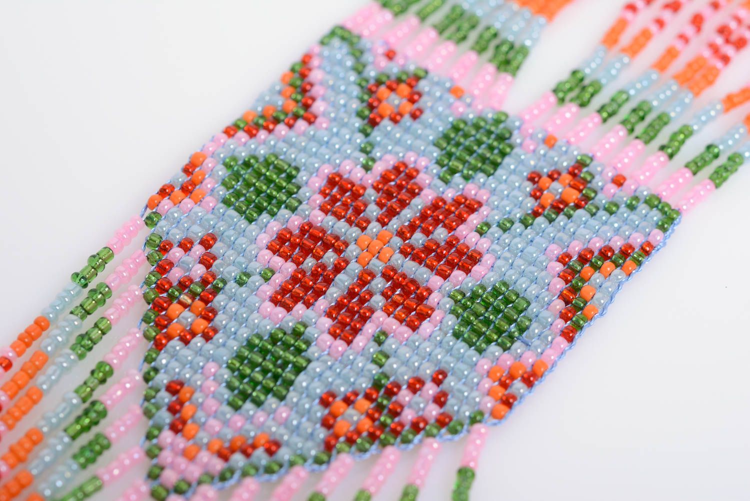 Collier en perles de rocaille motif floral multicolore style ethnique fait main photo 2