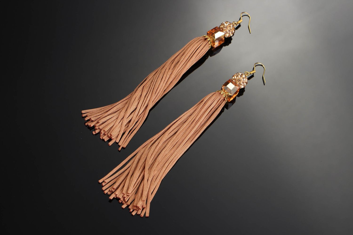 Earrings with fringe brown photo 1