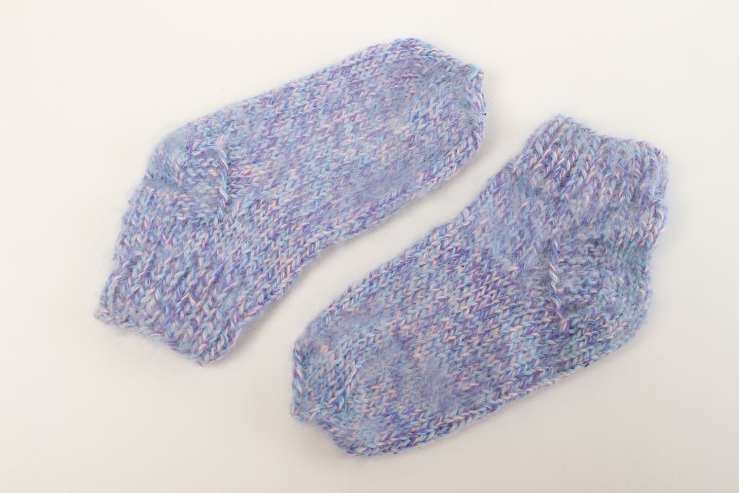Chaussettes tricotées fait main Vêtements femme Chaussettes de laine bleu ciel photo 2
