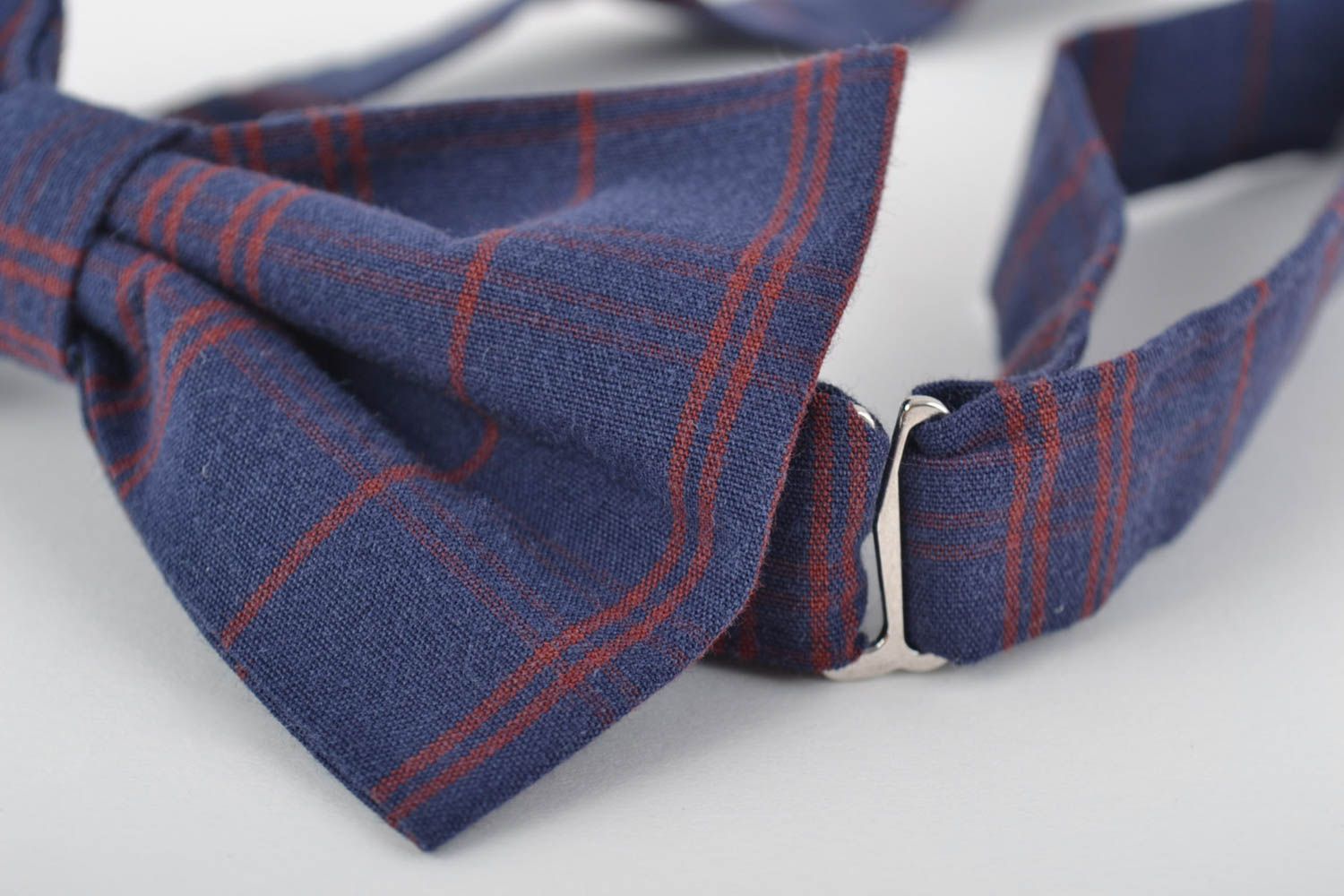 Beautiful stylish handmade designer cotton fabric bow tie of dark color photo 2