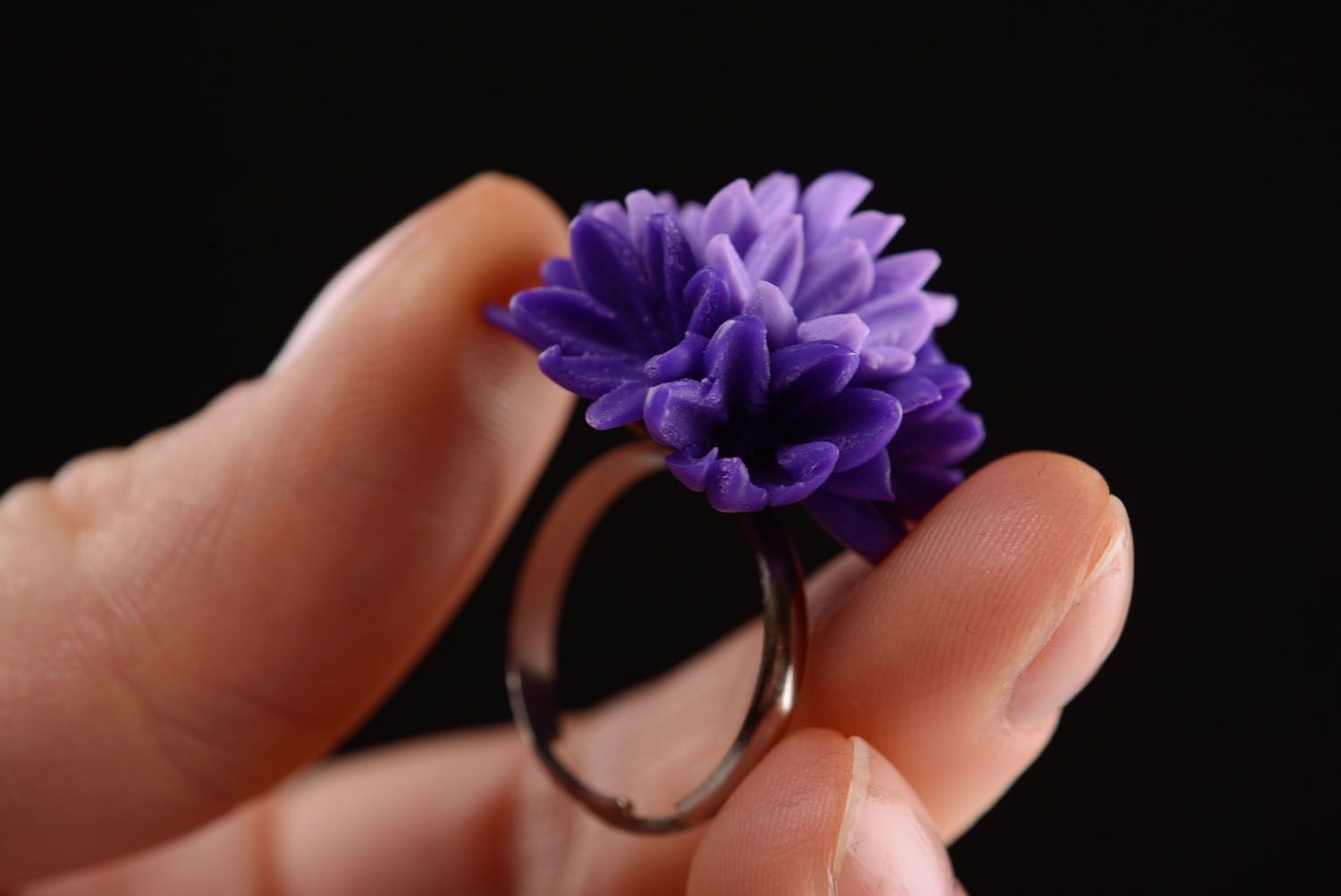Polymer clay ring Lilac photo 2