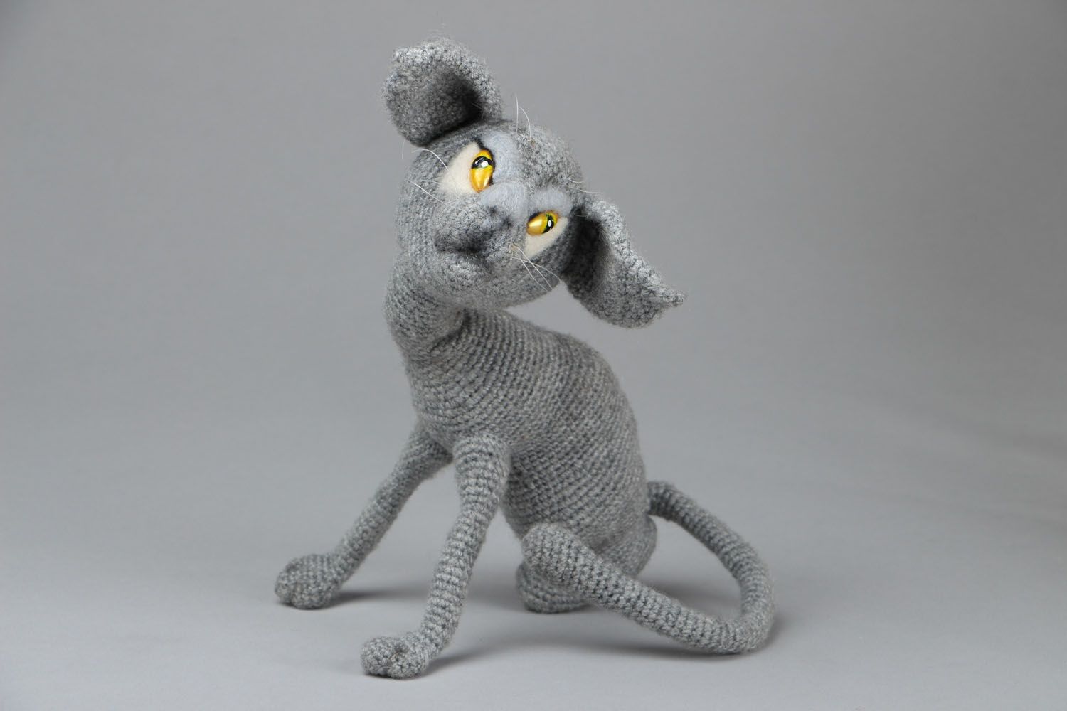 Homemade knitted toy Sphynx Cat photo 1